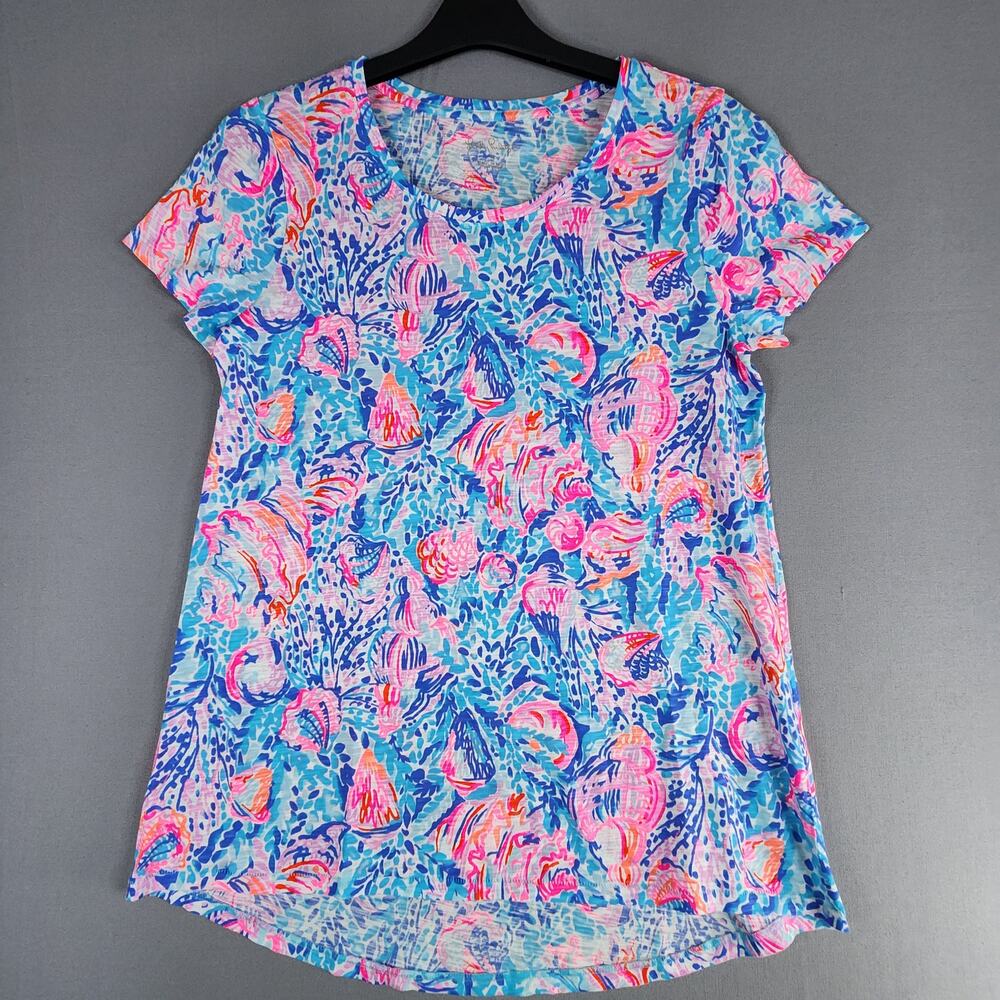 Lilly Pulitzer Etta size Small scoop neckline seashells beachy vibrant colors